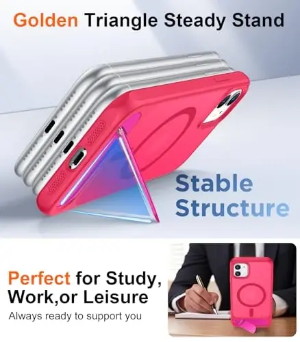 Temdan Magnetic iPhone 11 uchun mos keladigan telefon g'ilofi, [O'rnatilgan ko'rinmas tirgak] [MagSafe bilan mos] [Harbiy darajadagi zarbga chidamli] Yupqa shaffof matli iPhone 11 6.1