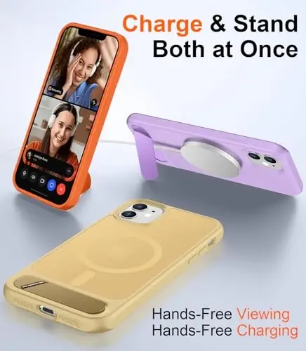 Temdan Magnetic iPhone 11 uchun mos keladigan telefon g‘ilofi, [O‘rnatilgan ko‘rinmas tirgak] [MagSafe bilan mos] [Harbiy darajadagi zarbga chidamli] Yupqa shaffof matli iPhone 11 6.1