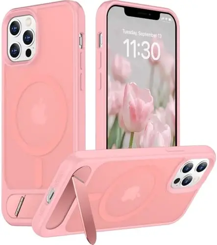 Temdan Magnetic iPhone 12 Pro Max bilan mos keladi, [O'rnatilgan ko'rinmas tirgak][MagSafe bilan mos keladi][Harbiy darajadagi zarbaga chidamli] iPhone 12 Pro Max 6.7