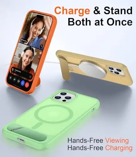 Temdan Magnetic iPhone 12 Pro Max bilan mos keluvchi g‘ilof, [O‘rnatilgan ko‘rinmas tirgak][MagSafe bilan mos][Harbiy darajadagi zarbga chidamli] Yupqa yarim shaffof matli telefon g‘ilofi iPhone 12 Pro Max 6.7