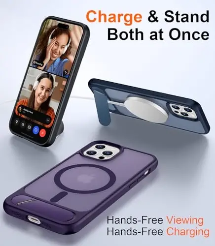 Temdan Magnetic iPhone 12 Pro Max Case bilan mos, [Oʻrnatilgan koʻrinmas tayanch][MagSafe bilan mos][Harbiy darajadagi zarbga chidamli] iPhone 12 Pro Max 6.7