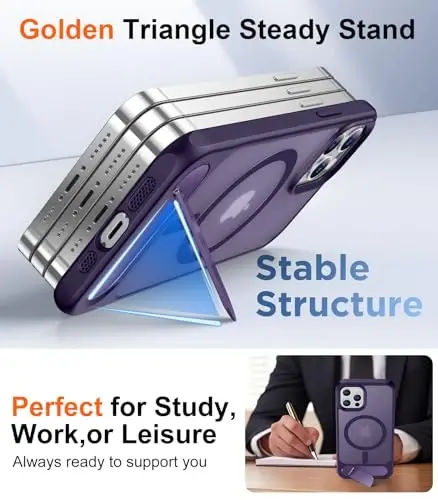 Temdan Magnetic iPhone 12 Pro Max Case bilan mos, [Oʻrnatilgan koʻrinmas tayanch][MagSafe bilan mos][Harbiy darajadagi zarbga chidamli] iPhone 12 Pro Max 6.7