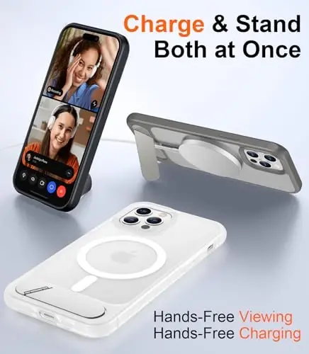 Temdan Magnetic iPhone 12 va iPhone 12 Pro gʻilofi bilan mos keladi, [Oʻrnatilgan koʻrinmas tirgak][MagSafe bilan mos keladi][Harbiy darajadagi zarbga chidamli] Yupqa yarim shaffof mat gʻilof 6.1