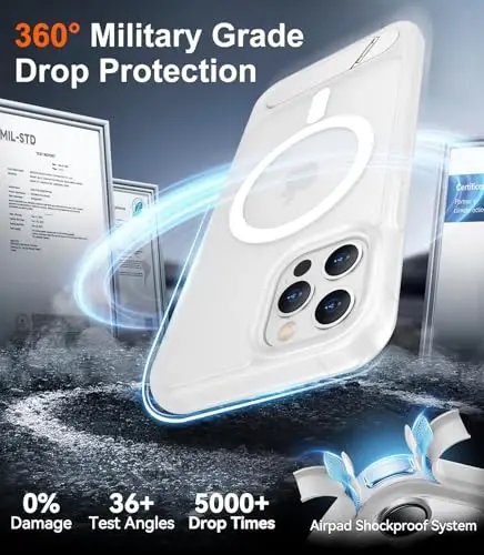 Temdan Magnetic iPhone 12 va iPhone 12 Pro gʻilofi bilan mos keladi, [Oʻrnatilgan koʻrinmas tirgak][MagSafe bilan mos keladi][Harbiy darajadagi zarbga chidamli] Yupqa yarim shaffof mat gʻilof 6.1