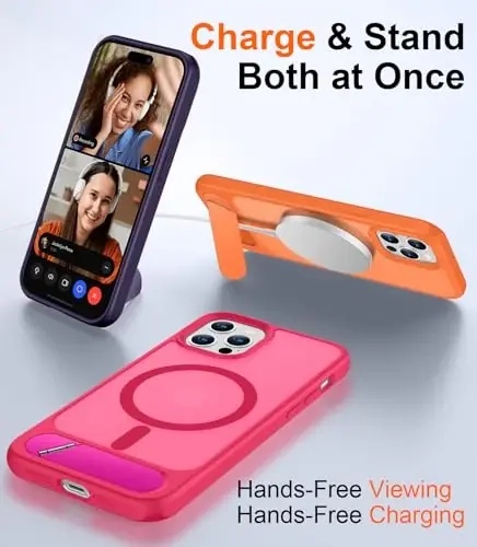 Temdan Magnetic iPhone 12 va iPhone 12 Pro gʻilofi bilan mos keladi, [Oʻrnatilgan koʻrinmas tirgak][MagSafe bilan mos][Harbiy darajadagi zarbga chidamli] Yengil yarim shaffof matli telefon gʻilofi 6.1