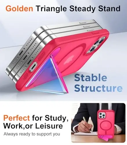 Temdan Magnetic iPhone 12 va iPhone 12 Pro gʻilofi bilan mos keladi, [Oʻrnatilgan koʻrinmas tirgak][MagSafe bilan mos][Harbiy darajadagi zarbga chidamli] Yengil yarim shaffof matli telefon gʻilofi 6.1