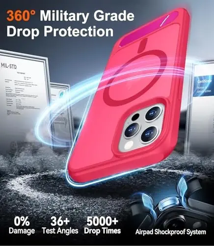Temdan Magnetic iPhone 12 va iPhone 12 Pro gʻilofi bilan mos keladi, [Oʻrnatilgan koʻrinmas tirgak][MagSafe bilan mos][Harbiy darajadagi zarbga chidamli] Yengil yarim shaffof matli telefon gʻilofi 6.1