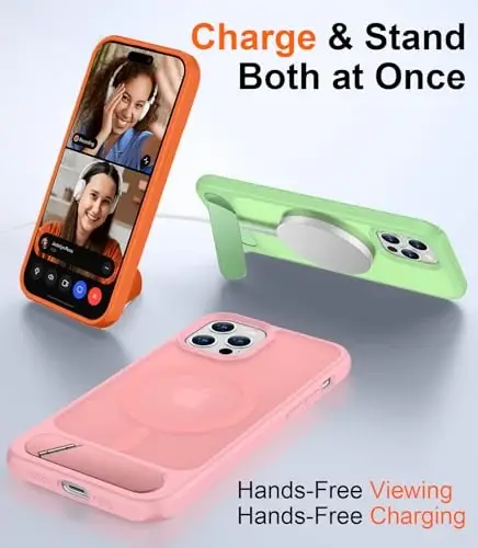 Temdan Magnetic iPhone 12 va iPhone 12 Pro gʻilofi bilan mos keladi, [Oʻrnatilgan koʻrinmas tirgak][MagSafe bilan mos][Harbiy darajadagi zarbga chidamli] Yupqa shaffof matli telefon gʻilofi 6.1