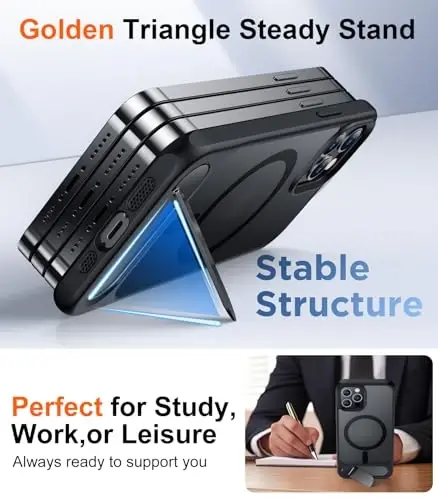 Temdan Magnetic iPhone 12 va iPhone 12 Pro gʻilofi bilan mos keladi, [Oʻrnatilgan koʻrinmas tirgak][MagSafe bilan mos][Harbiy darajadagi zarbga chidamli] Yupqa yarim shaffof matli telefon gʻilofi 6.1