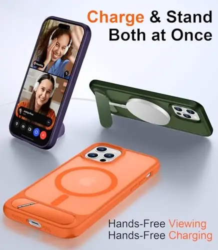 Temdan Magnetic iPhone 12 va iPhone 12 Pro uchun g'ilof, [O'rnatilgan ko'rinmas tirgak][MagSafe bilan mos][Harbiy darajadagi zarbga chidamli] Yupqa yarim shaffof matli telefon g'ilofi 6.1