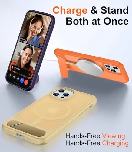 Temdan Magnetic iPhone 12 va iPhone 12 Pro uchun g'ilof, [O'rnatilgan ko'rinmas tirgak][MagSafe bilan mos][Harbiy darajadagi zarbga chidamli] Yupqa yarim shaffof matli telefon g'ilofi 6.1