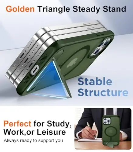 Temdan Magnetic iPhone 12 va iPhone 12 Pro uchun g'ilof, [O'rnatilgan Yashiirin Tirgak][MagSafe bilan mos][Harbiy Standart Zarba o'tkazmasligi] Yupqa Yarim Shaffof Mat G'ilof 6.1