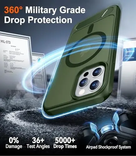 Temdan Magnetic iPhone 12 va iPhone 12 Pro uchun g'ilof, [O'rnatilgan Yashiirin Tirgak][MagSafe bilan mos][Harbiy Standart Zarba o'tkazmasligi] Yupqa Yarim Shaffof Mat G'ilof 6.1