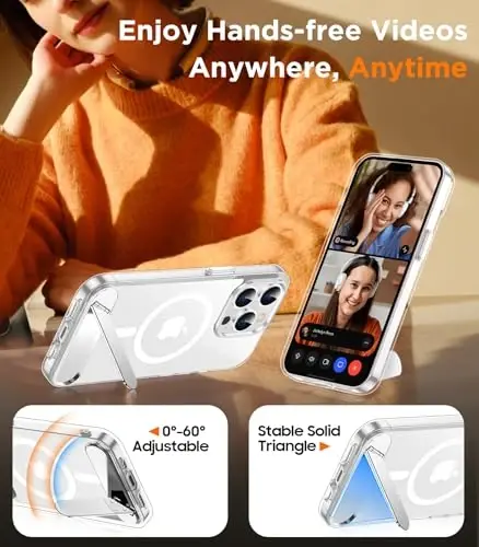 Temdan Magnetic iPhone 13 Pro Case bilan mos, [O'rnatilgan ko'rinmas tirgak] [MagSafe bilan mos] [Harbiy darajadagi zarbaga chidamli] iPhone 13 Pro 6.1