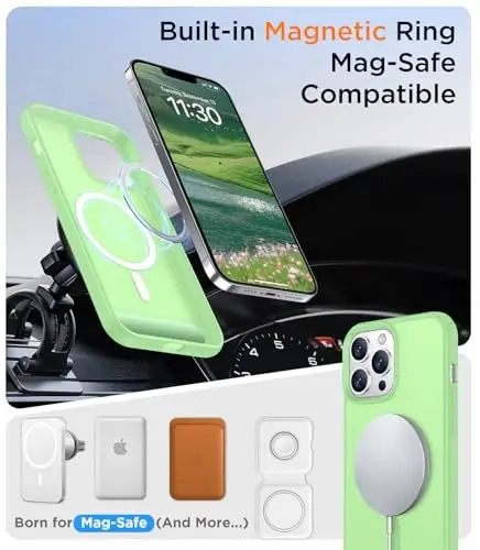 Temdan Magnetic iPhone 13 Pro Case bilan mos, [O'rnatilgan ko'rinmas tirgak][MagSafe bilan mos] [Harbiy darajadagi zarbaga chidamli] iPhone 13 Pro 6.1