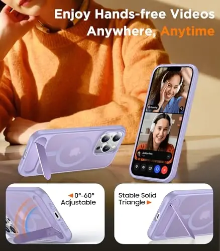 Temdan Magnetic iPhone 13 Pro Max bilan mos keladi, [Oʻrnatilgan koʻrinmas tirgak][MagSafe bilan mos keladi] [Harbiy darajadagi zarbga chidamli] Yengil yarim shaffof matli telefon gʻilofi iPhone 13 Pro Max 6.7