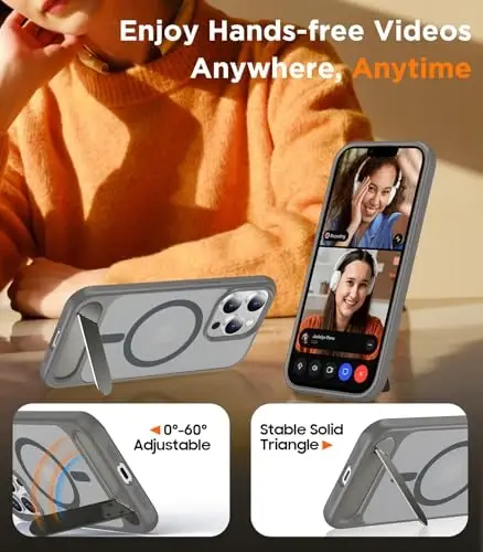 Temdan Magnetic iPhone 13 Pro Max Case bilan mos, [O'rnatilgan ko'rinmas tayanch] [MagSafe bilan mos] [Harbiy darajadagi zarbga chidamli] iPhone 13 Pro Max 6.7