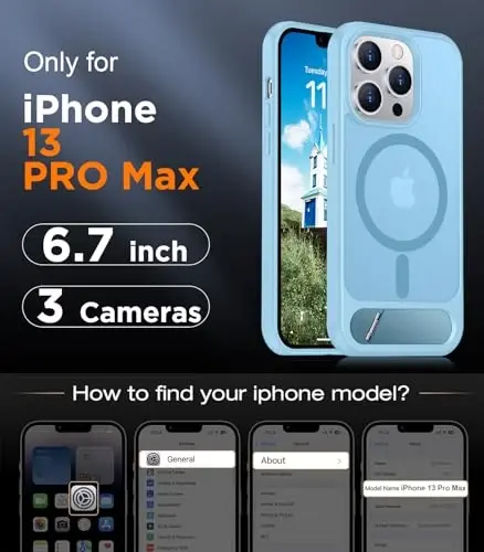 Temdan Magnetic iPhone 13 Pro Max Case bilan mos, [O'rnatilgan ko'rinmas tirgak] [MagSafe bilan mos] [Harbiy darajadagi zarbaga chidamli] iPhone 13 Pro Max 6.7