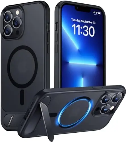 Temdan Magnetic iPhone 13 Pro Max Case bilan mos, [O'rnatilgan ko'rinmas tirgak] [MagSafe bilan mos] [Harbiy darajadagi zarbga chidamli] iPhone 13 Pro Max 6.7