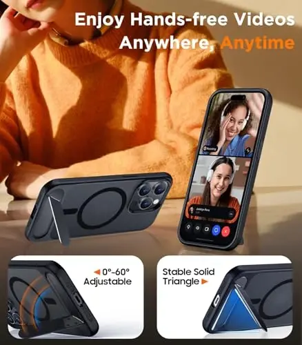 Temdan Magnetic iPhone 13 Pro Max Case bilan mos, [O'rnatilgan ko'rinmas tirgak] [MagSafe bilan mos] [Harbiy darajadagi zarbga chidamli] iPhone 13 Pro Max 6.7