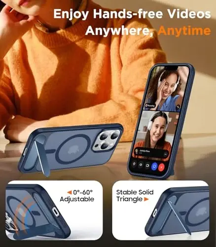 Temdan Magnetic iPhone 13 Pro Max Case bilan mos, [O'rnatilgan ko'rinmas tirgak] [MagSafe bilan mos] [Harbiy darajadagi zarbga chidamli] Yengil o'tkazuvchan matli telefon qutisi iPhone 13 Pro Max 6.7