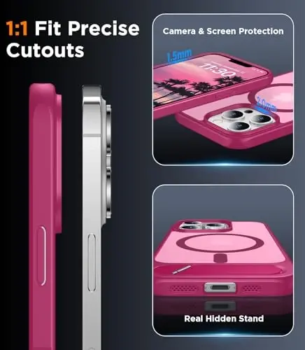 Temdan Magnetic iPhone 13 Pro Max Case bilan mos, [O'rnatilgan Ko'rinmas Tirgak] [MagSafe bilan mos] [Harbiy Standart Zarba o'tkazmaydigan] Yupqa Yarim Shaffof Mat Telefon G'ilofi iPhone 13 Pro Max 6.7