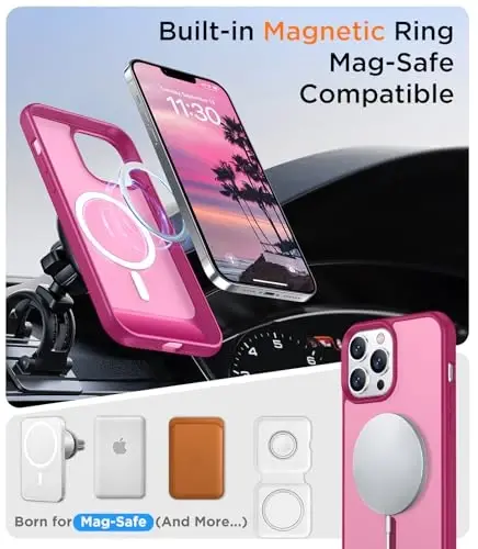 Temdan Magnetic iPhone 13 Pro Max Case bilan mos, [O'rnatilgan Ko'rinmas Tirgak] [MagSafe bilan mos] [Harbiy Standart Zarba o'tkazmaydigan] Yupqa Yarim Shaffof Mat Telefon G'ilofi iPhone 13 Pro Max 6.7