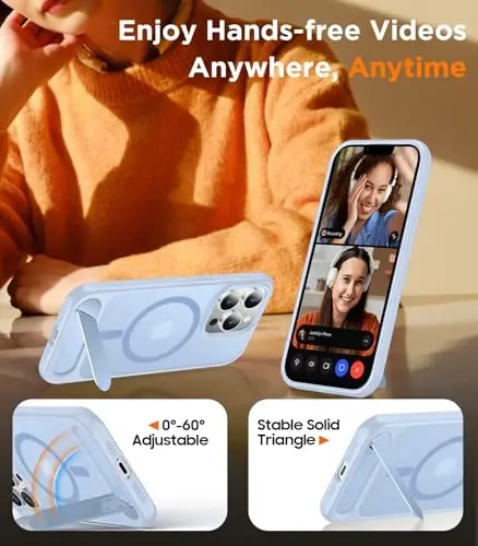 Temdan Magnetic iPhone 13 Pro Max Case bilan mos, [O'rnatilgan Ko'rinmas Tirgak] [MagSafe bilan mos] [Harbiy Standartga chidamli zarba o'tkazmaydigan] Yupqa yarim shaffof matli telefon qutisi iPhone 13 Pro Max 6.7