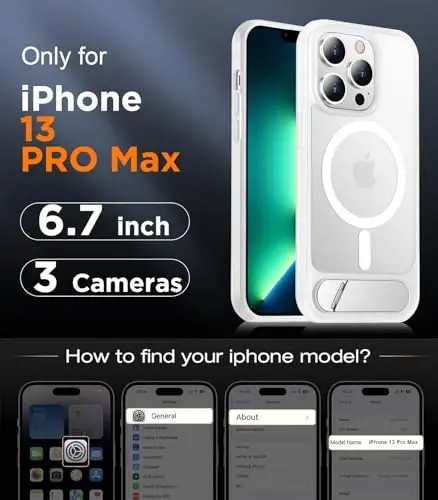 Temdan Magnetic iPhone 13 Pro Max Case bilan mos, [O'rnatilgan ko'rinmas tirgak][MagSafe bilan mos][Harbiy darajadagi zarbga chidamli] iPhone 13 Pro Max 6.7