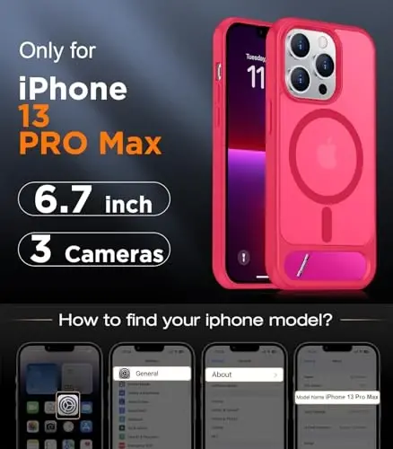 Temdan Magnetic iPhone 13 Pro Max Case bilan mos, [O'rnatilgan ko'rinmas tirgak][MagSafe bilan mos][Harbiy darajadagi zarbga chidamli] iPhone 13 Pro Max 6.7