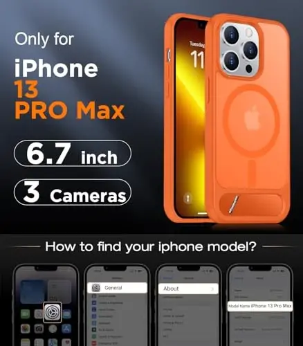Temdan Magnetic iPhone 13 Pro Max Case bilan mos, [Oʻrnatilgan koʻrinmas tirgak][MagSafe bilan mos][Harbiy darajadagi zarbga chidamli] iPhone 13 Pro Max 6.7