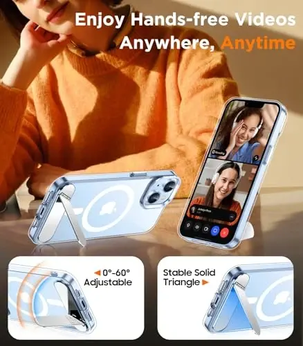 Temdan Magnetic iPhone 14 Case/iPhone 13 Case bilan mos, [O'rnatilgan ko'rinmas tirgak][MagSafe bilan mos] [Harbiy darajadagi zarbga chidamli] iPhone 14/13 6.1