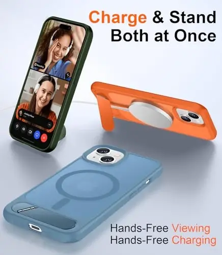 Temdan Magnetic iPhone 14 Case/iPhone 13 Case bilan mos, [Oʻrnatilgan koʻrinmas tirgak][MagSafe bilan mos][Harbiy darajadagi zarbga chidamli] iPhone 14/13 6.1