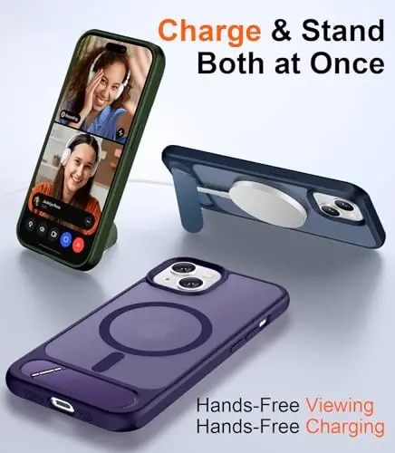 Temdan Magnetic iPhone 14 Case/iPhone 13 Case bilan mos,[O'rnatilgan ko'rinmas tirgak][MagSafe bilan mos][Harbiy darajadagi zarbga chidamli] iPhone 14/13 6.1