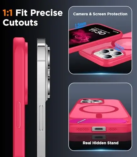 Temdan Magnetic iPhone 14 Pro Case bilan mos, [O'rnatilgan ko'rinmas tirgak][MagSafe bilan mos] [Harbiy darajadagi zarbaga chidamli] Yaxshi yarim shaffof matli telefon qutisi iPhone 14 Pro 6.1