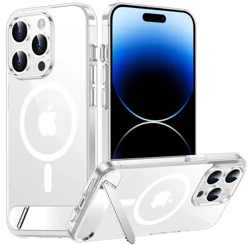 Temdan Magnetic iPhone 14 Pro Case bilan mos, [O'rnatilgan ko'rinmas tirgak][MagSafe bilan mos] [Harbiy darajadagi zarbga chidamli] iPhone 14 Pro 6.1