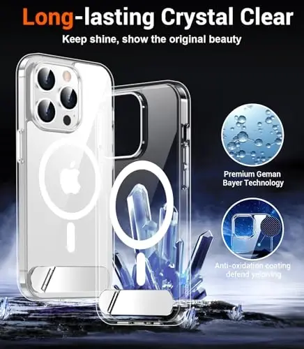 Temdan Magnetic iPhone 14 Pro Case bilan mos, [O'rnatilgan ko'rinmas tirgak][MagSafe bilan mos] [Harbiy darajadagi zarbga chidamli] iPhone 14 Pro 6.1