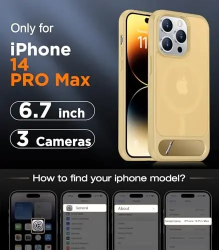 Temdan Magnetic iPhone 14 Pro Max bilan mos keladi, [Oʻrnatilgan koʻrinmas tirgak] [MagSafe bilan mos keladi] [Harbiy darajadagi zarbga chidamli] iPhone 14 Pro Max 6.7
