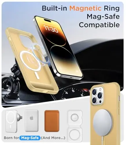 Temdan Magnetic iPhone 14 Pro Max bilan mos keladi, [Oʻrnatilgan koʻrinmas tirgak] [MagSafe bilan mos keladi] [Harbiy darajadagi zarbga chidamli] iPhone 14 Pro Max 6.7