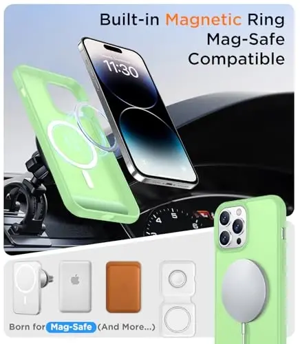 Temdan Magnetic iPhone 14 Pro Max Case bilan mos, [O'rnatilgan Ko'rinmas Tirgak] [MagSafe bilan mos] [Harbiy Standartdagi Zarba o'tkazmaydigan] Yengil Shaffof Mat Qopqoq iPhone 14 Pro Max 6.7