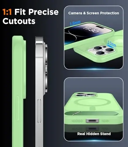 Temdan Magnetic iPhone 14 Pro Max Case bilan mos, [O'rnatilgan Ko'rinmas Tirgak] [MagSafe bilan mos] [Harbiy Standartdagi Zarba o'tkazmaydigan] Yengil Shaffof Mat Qopqoq iPhone 14 Pro Max 6.7