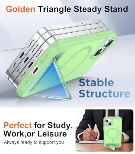 Temdan Magnetic iPhone 15 Plus va iPhone 14 Plus uchun g'ilof, [O'rnatilgan ko'rinmas tirgak][MagSafe bilan mos][Harbiy darajadagi zarbga chidamli] Yupqa shaffof matli telefon g'ilofi 6.7