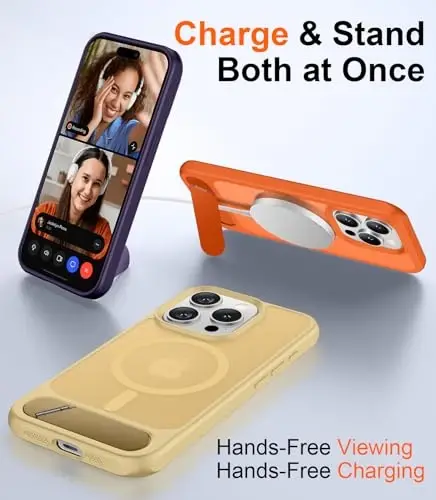 Temdan Magnetic iPhone 15 Pro Case bilan mos, [O'rnatilgan ko'rinmas tirgak] [MagSafe bilan mos] [Harbiy darajadagi zarbga chidamli] iPhone 15 Pro 6.1