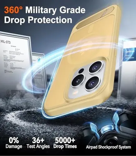 Temdan Magnetic iPhone 15 Pro Case bilan mos, [O'rnatilgan ko'rinmas tirgak] [MagSafe bilan mos] [Harbiy darajadagi zarbga chidamli] iPhone 15 Pro 6.1