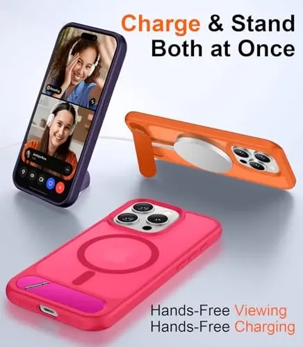 Temdan Magnetic iPhone 15 Pro Case bilan mos, [O'rnatilgan ko'rinmas tirgak][MagSafe bilan mos][Harbiy darajadagi zarbaga chidamli] iPhone 15 Pro 6.1