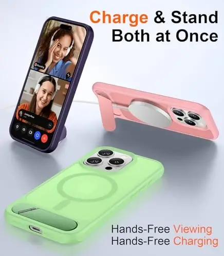 Temdan Magnetic iPhone 15 Pro Case bilan mos, [O'rnatilgan ko'rinmas tirgak][MagSafe bilan mos][Harbiy darajadagi zarbga chidamli] iPhone 15 Pro 6.1