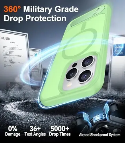 Temdan Magnetic iPhone 15 Pro Case bilan mos, [O'rnatilgan ko'rinmas tirgak][MagSafe bilan mos][Harbiy darajadagi zarbga chidamli] iPhone 15 Pro 6.1