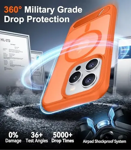 Temdan Magnetic iPhone 15 Pro g'ilofi bilan mos, [O'rnatilgan ko'rinmas tirgak][MagSafe bilan mos][Harbiy darajadagi zarbaga chidamli] iPhone 15 Pro 6.1