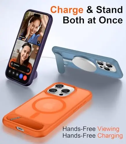 Temdan Magnetic iPhone 15 Pro g'ilofi bilan mos, [O'rnatilgan ko'rinmas tirgak][MagSafe bilan mos][Harbiy darajadagi zarbaga chidamli] iPhone 15 Pro 6.1