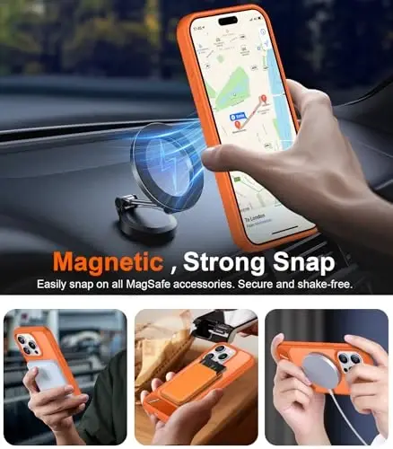 Temdan Magnetic iPhone 15 Pro g'ilofi bilan mos, [O'rnatilgan ko'rinmas tirgak][MagSafe bilan mos][Harbiy darajadagi zarbaga chidamli] iPhone 15 Pro 6.1